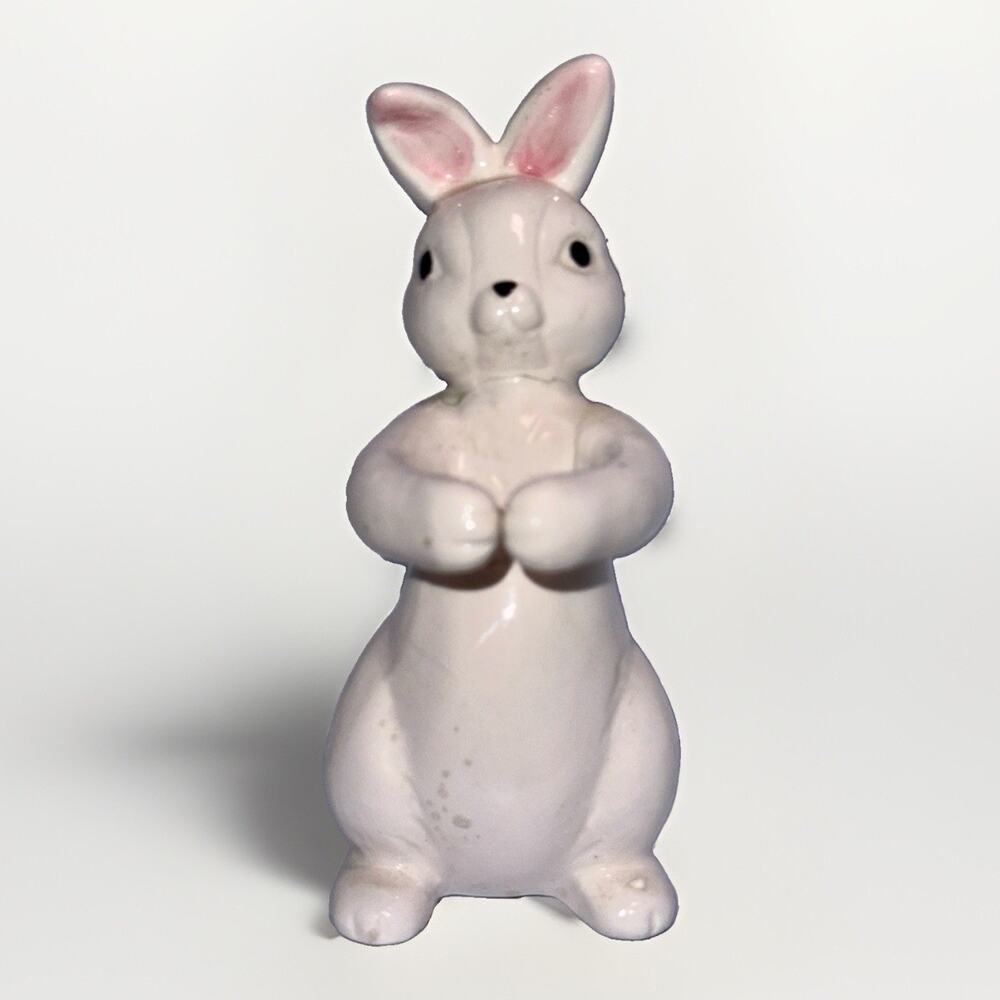 Vintage Ron Gordon Designs White Ceramic Bunny Rabbit Easter Figurine 6x2”
